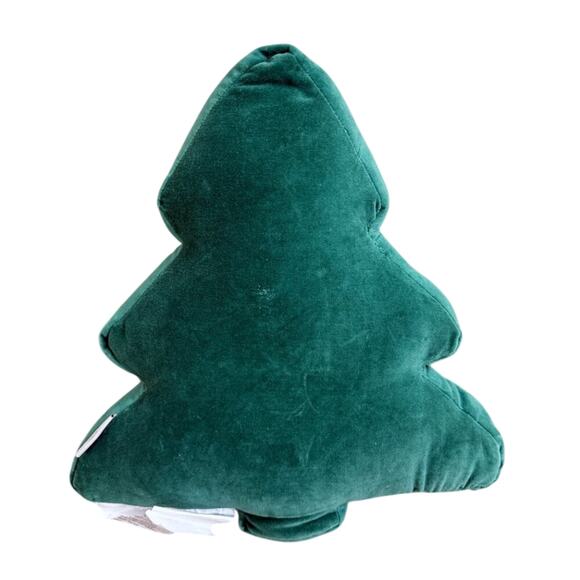 NWT Lillian August Home Green Velvet Christmas Tree Shaped Pillow Poinsettias - Picture 7 of 9